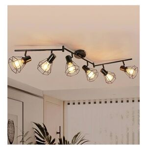 6 Lights LED Track Lighting Kit, Foldable Ceiling Spot Lighting with Cage Shades